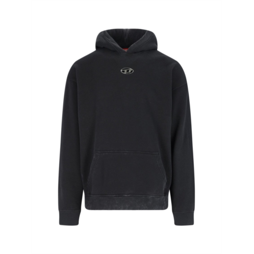 Diesel distressed black hoodie with metallic logo