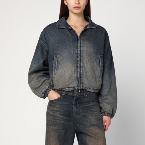 Diesel womens de-flower jacket in medium blue with faded effect