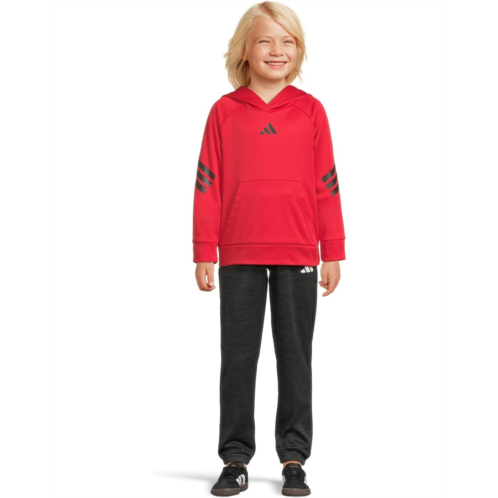 adidas Kids Poly Fleece 3S Pullover Jogger Set (Toddler/Little Kid)