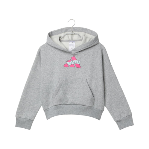 adidas Kids Heather Multi Graphic Fleece Hooded Pullover (Big Kid)