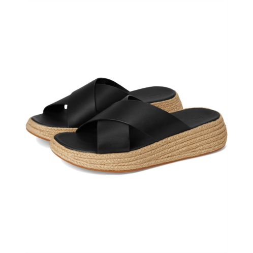 FitFlop F-Mode Espadrille Leather Flatform Cross Slides