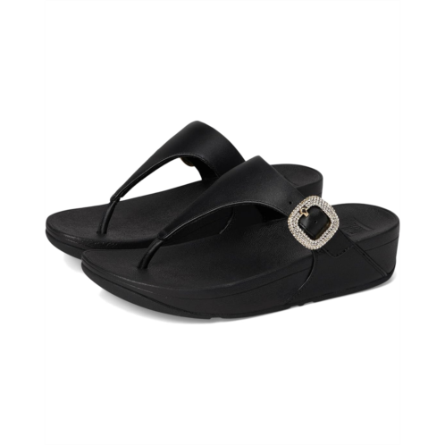 FitFlop Lulu Crystal-Buckle Leather Toe-Post Sandals