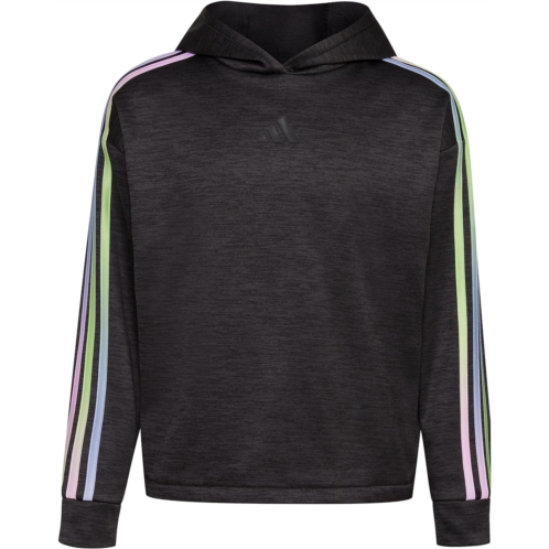 adidas Kids 3-Stripes Hooded Game&Go Poly Melange Fleece Pullover (Toddler/Little Kids)
