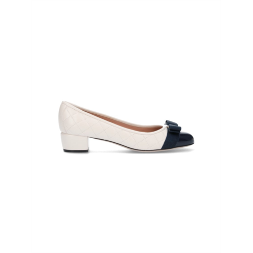 Salvatore Ferragamo quilted vara pumps white