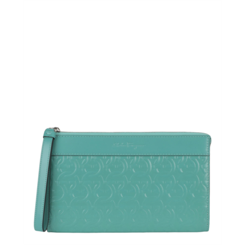 Salvatore Ferragamo gancini embossed leather clutch