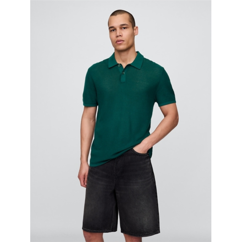 Gap Textured Crochet Polo Sweater
