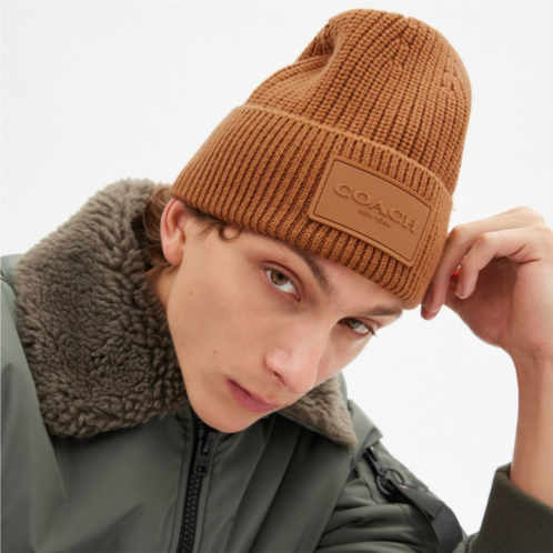 COACH Knit Beanie With Rubber Patch