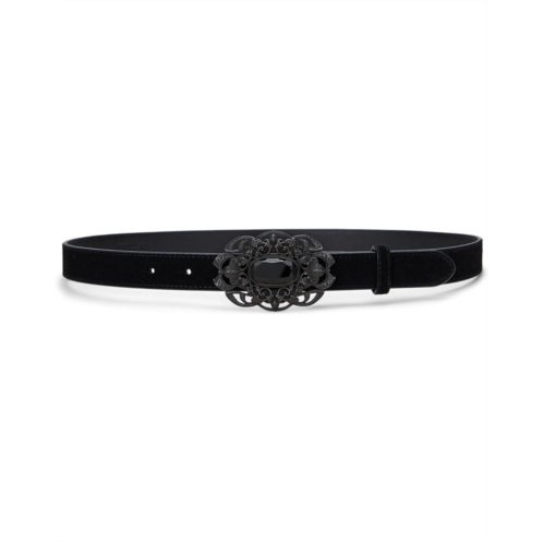 POLO RALPH LAUREN Stone-Buckle Suede Skinny Belt