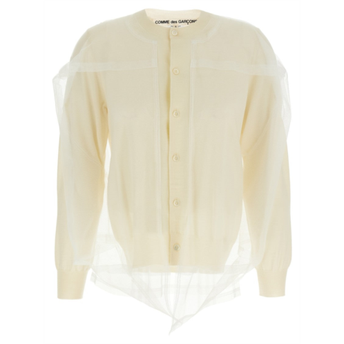 Comme Des Garcons tulle-detail knit cardigan
