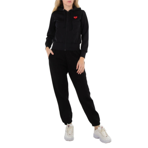Comme Des Garcons ladies long-sleeve embroidered heart logo hoodie