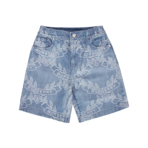 Burberry kids castiel oak leaf crest print denim shorts