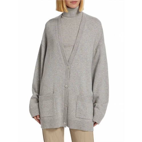 MICHAEL KORS cashmere oversized cardigan in pearl melange