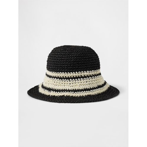 Gap Woven paper straw hat. Wide brim. Striped design. This product was made in a factory that invests in gender equality and womens empowerment. Through RISE (Reimagining Industry to