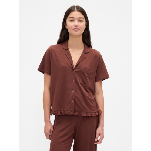 Gap Linen-Blend Ruffle PJ Shirt