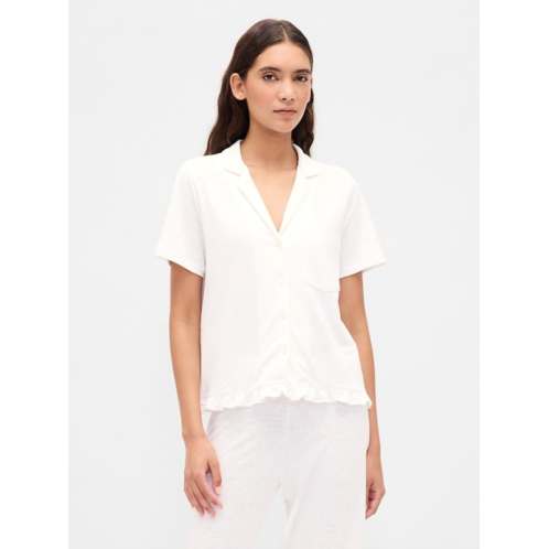 Gap Linen-Blend Ruffle PJ Shirt
