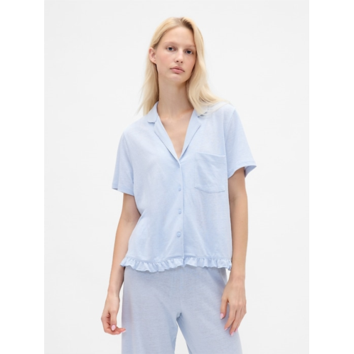 Gap Linen-Blend Ruffle PJ Shirt