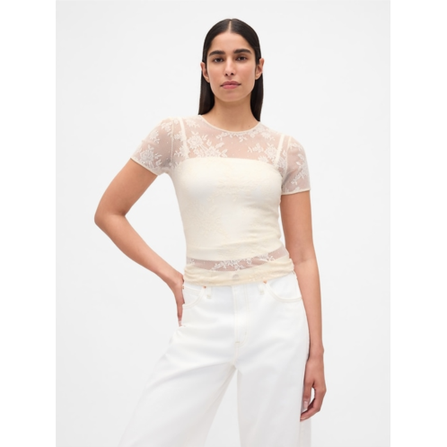 Gap Floral Lace Mesh Top
