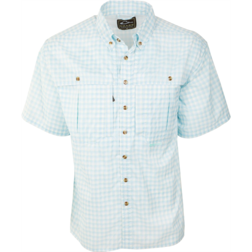 Drake Waterfowl Mens FeatherLite Plaid Wingshooters Short Sleeve Shirt Aqua Or Turquoise 01