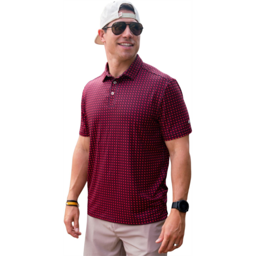 BURLEBO Mens Texas Pride Performance Polo Shirt Texas Black And Red