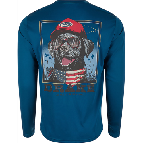 Drake Mens Icon Americana Long Sleeve Graphic T-shirt Navy