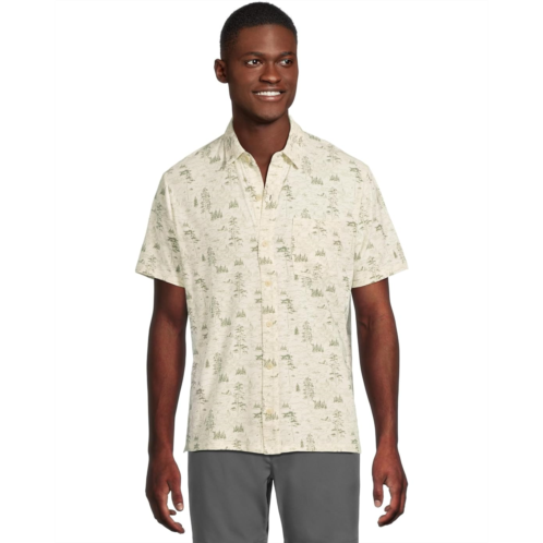 L.L.Bean Mens LLBean Lakewashed Performance Button Front Shirt Short Sleeve Traditional Fit Print