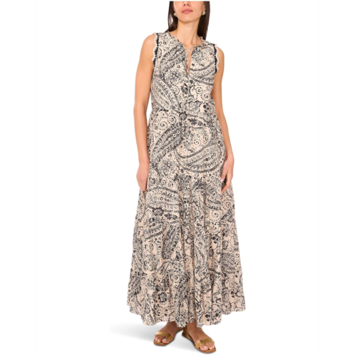 Vince Camuto Sleeveless Crochet Trim Tiered Maxi