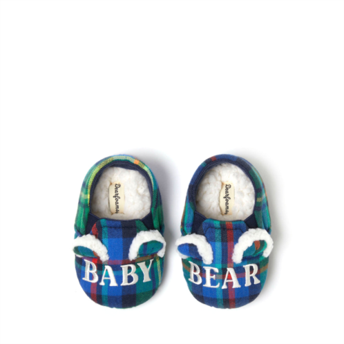 Dearfoams kids baby bear plaid closed back slipper