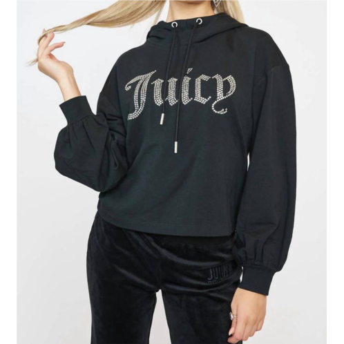 Juicy Couture big bling balloon sleeve hoodie in black