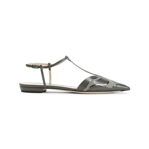 Giorgio Armani green calf leather ballerinas