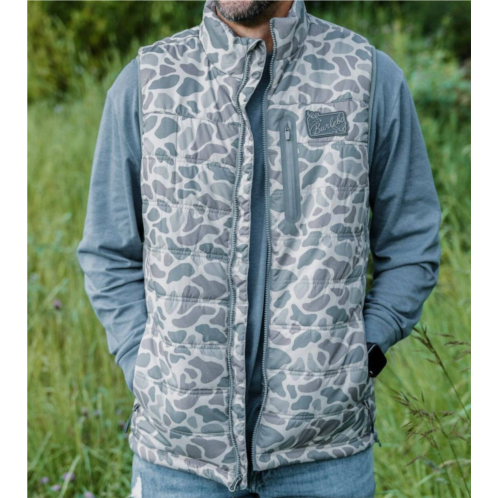 BURLEBO mens classic deer puffer vest in camo