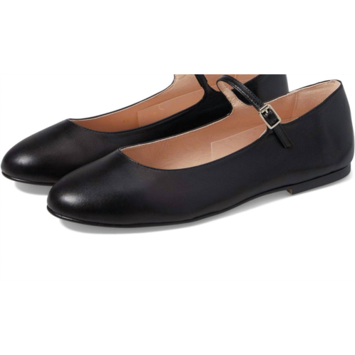 French Sole womens lacey flat strap shoe in black