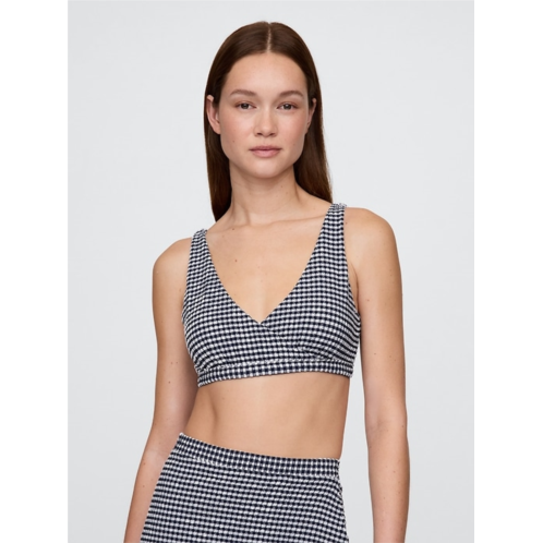 Gap Seersucker Gingham Crossover Bikini Top