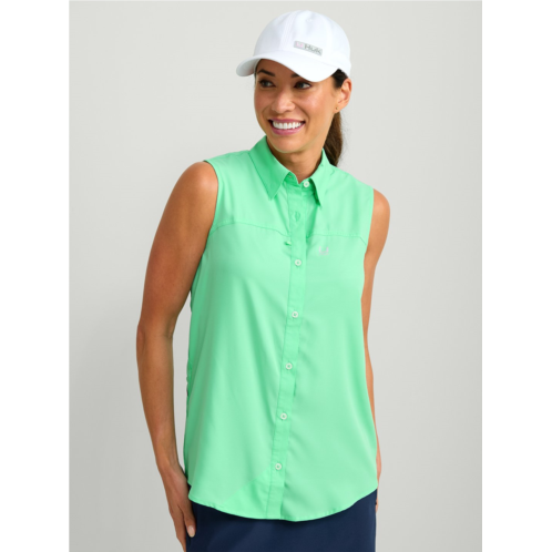 Huk Womens Tide Point Button-Down Sleeveless Shirt