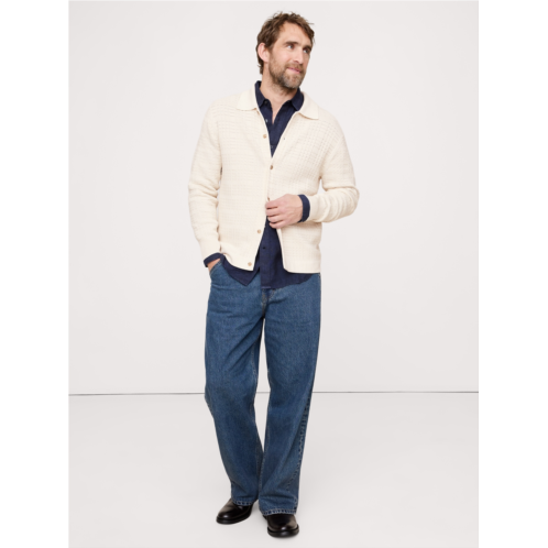Bananarepublic Plaid Texture Cotton Polo Cardigan