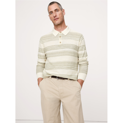 Bananarepublic Stripe Cotton-Linen Sweater Polo