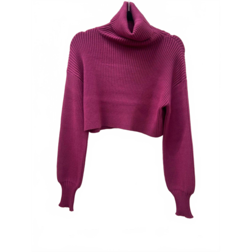 Aureum womens cropped turtleneck sweater in magenta