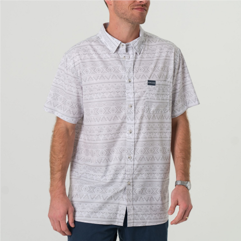 BURLEBO Mens Performance Button-Up Short Sleeve Shirt Retro Duck Camo