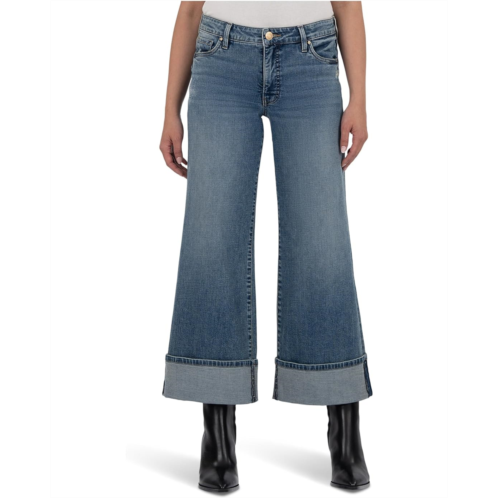 Womens KUT from the Kloth Meg High Rise Fab Ab Wide Legs Roll Up Regular Hem