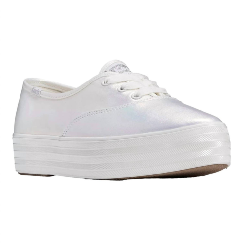 Keds womens point pearlized lace up sneaker in white