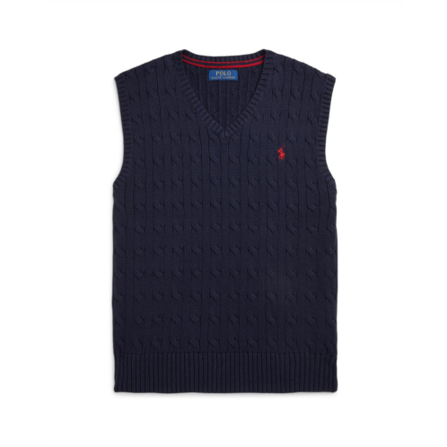 Mens Polo Ralph Lauren Kids Cable-Knit Cotton Sweater Vest (Big Kid)