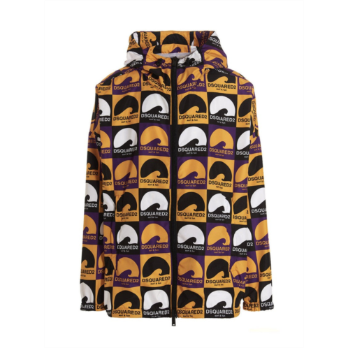 Dsquared2 waterproof all-over print jacket with hood