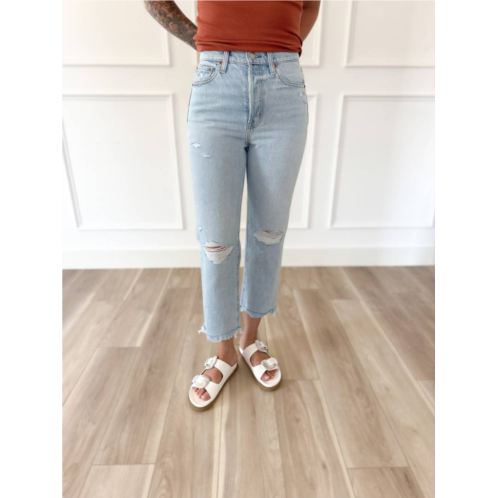 PISTOLA dayana straight crop jeans in denim