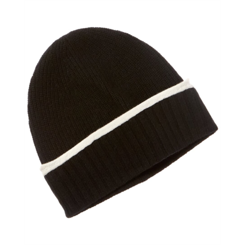 Amicale cashmere tipped cuff ribbed cashmere beanie