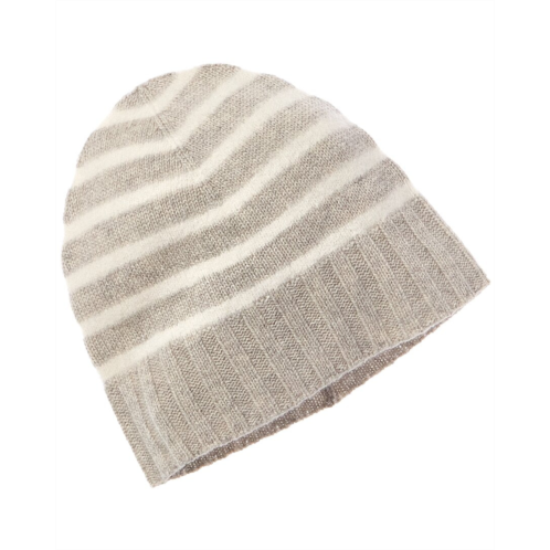 Amicale cashmere fuzzy stripe cashmere beanie