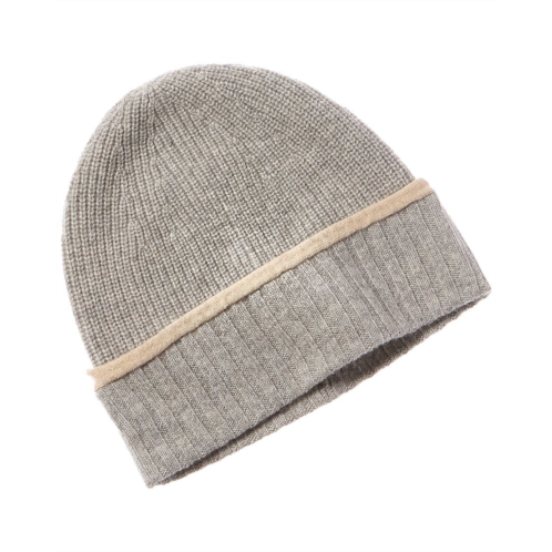 Amicale cashmere tipped cuff ribbed cashmere beanie