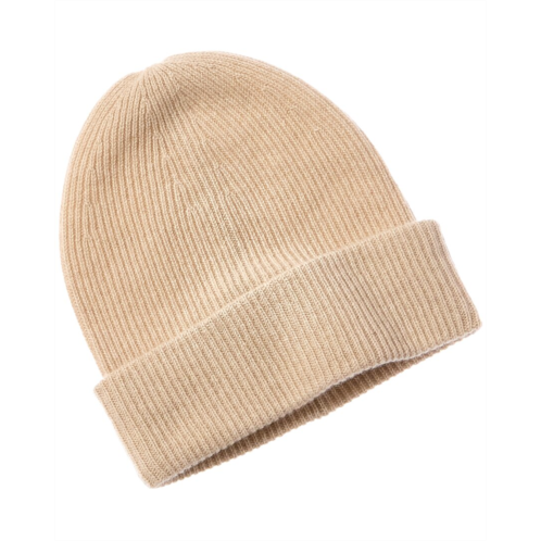 Amicale cashmere rib double foldover cuff slouchy cashmere beanie