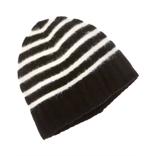 Amicale cashmere fuzzy stripe cashmere beanie