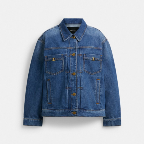 Coach Heritage C Denim Trucker Jacket In Organic Cotton