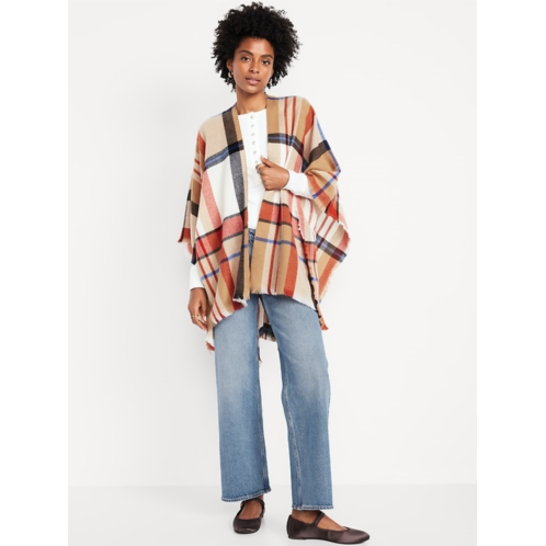 OldNavy Flannel Fringe Poncho
