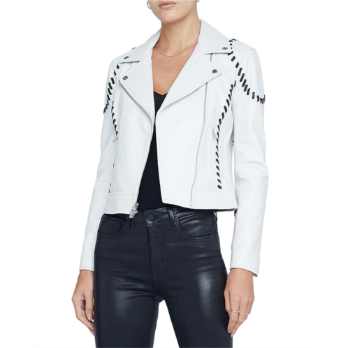 eleana whipstitch leather biker jacket